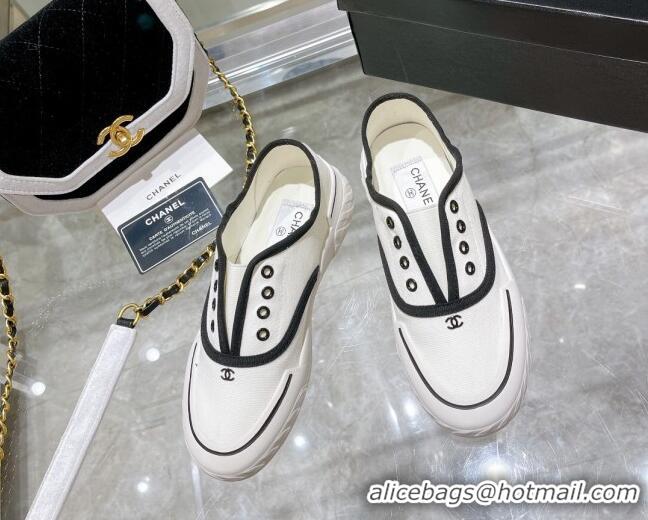 Grade Chanel Open Canvas Sneakers White 071835