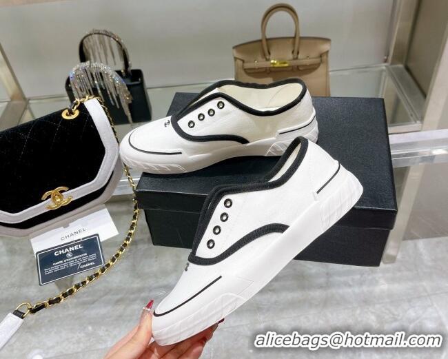 Grade Chanel Open Canvas Sneakers White 071835