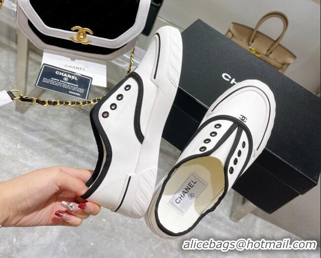 Grade Chanel Open Canvas Sneakers White 071835