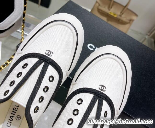 Grade Chanel Open Canvas Sneakers White 071835