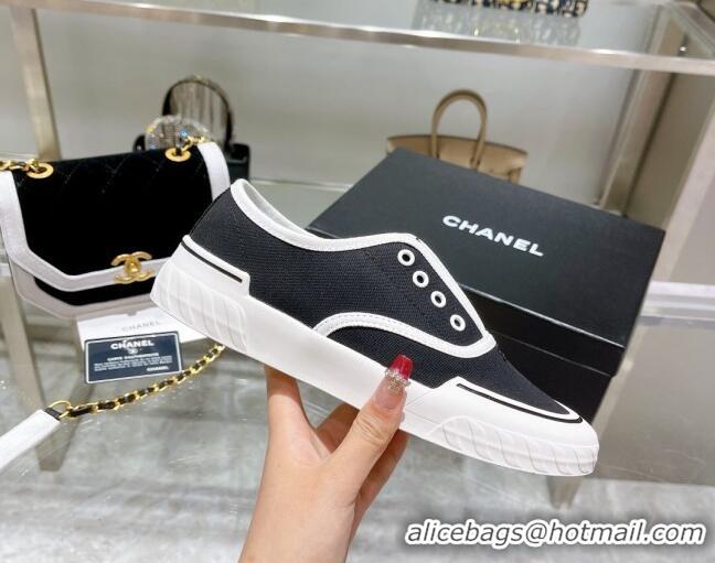 Lower Price Chanel Open Canvas Sneakers Black 071836