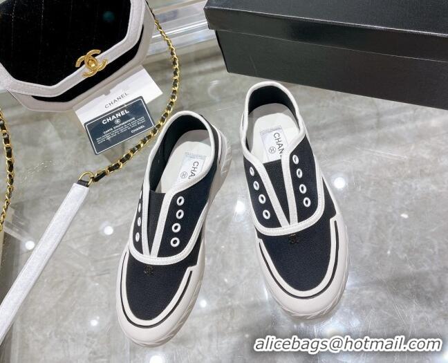 Lower Price Chanel Open Canvas Sneakers Black 071836