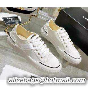 Fashion Chanel Canvas Sneakers White 071837