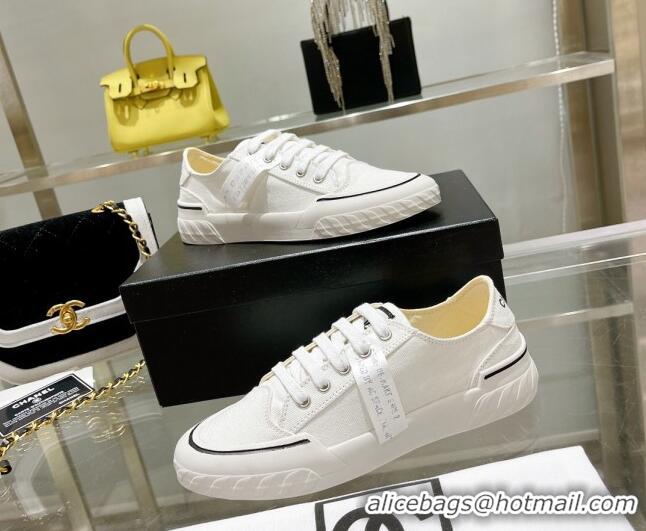 Fashion Chanel Canvas Sneakers White 071837