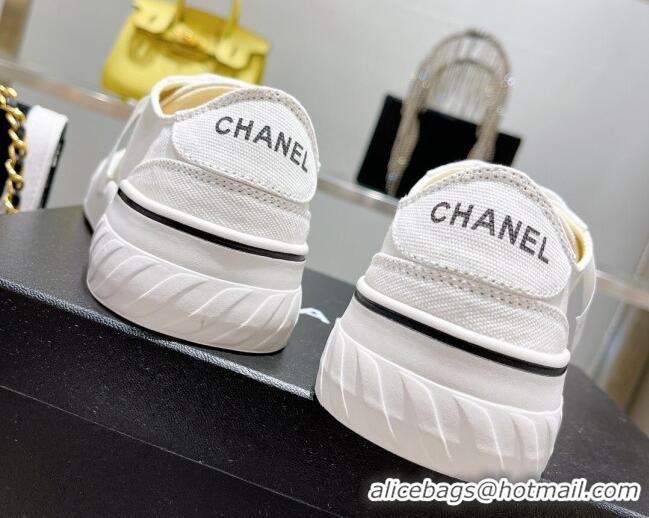 Fashion Chanel Canvas Sneakers White 071837