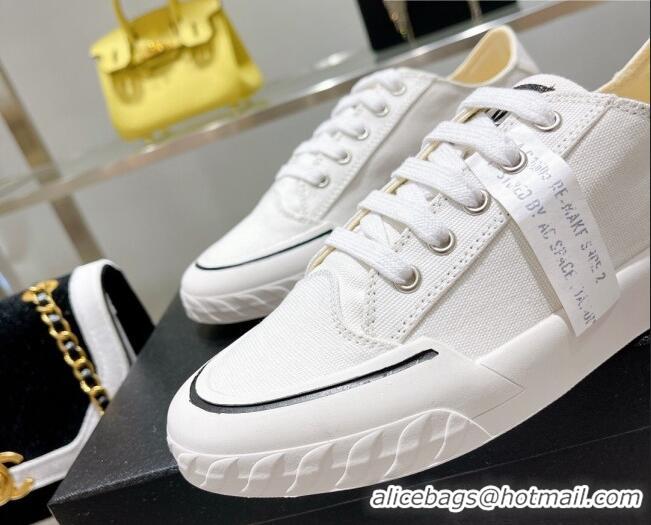 Fashion Chanel Canvas Sneakers White 071837