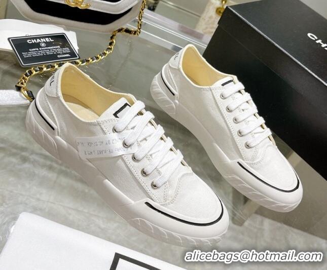 Fashion Chanel Canvas Sneakers White 071837