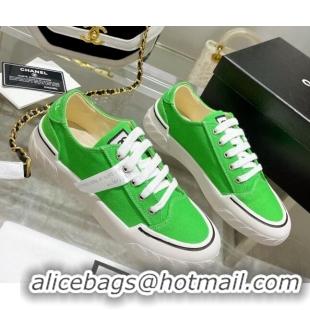 Sophisticated Chanel Canvas Sneakers Green 071839