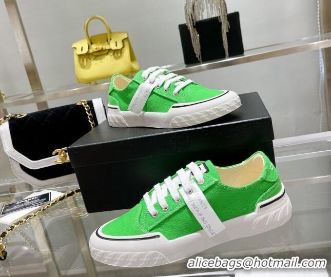 Sophisticated Chanel Canvas Sneakers Green 071839