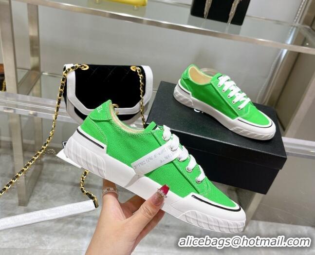 Sophisticated Chanel Canvas Sneakers Green 071839