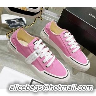 Luxury Chanel Canvas Sneakers Pink 071841