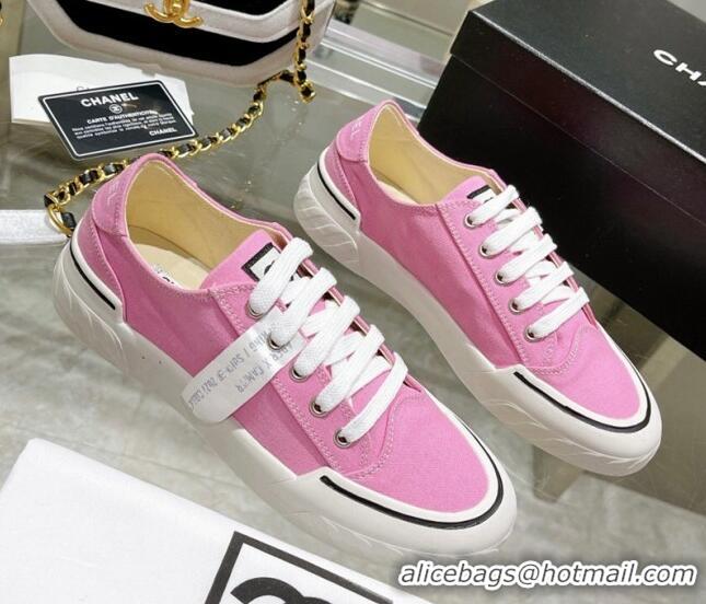 Luxury Chanel Canvas Sneakers Pink 071841