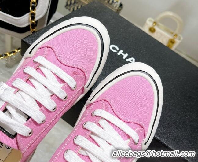 Luxury Chanel Canvas Sneakers Pink 071841