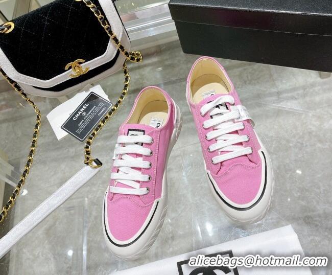 Luxury Chanel Canvas Sneakers Pink 071841