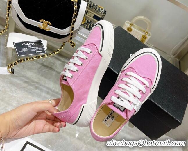 Luxury Chanel Canvas Sneakers Pink 071841