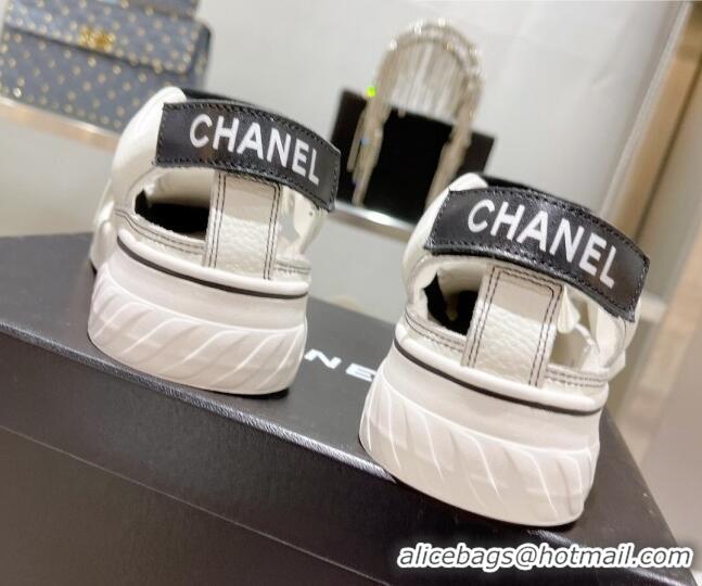 Original Cheap Chanel Cut-out Leather Sneakers White 071842