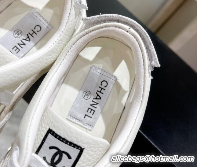 Hot Style Chanel Cut-out Leather Sneakers White 071843