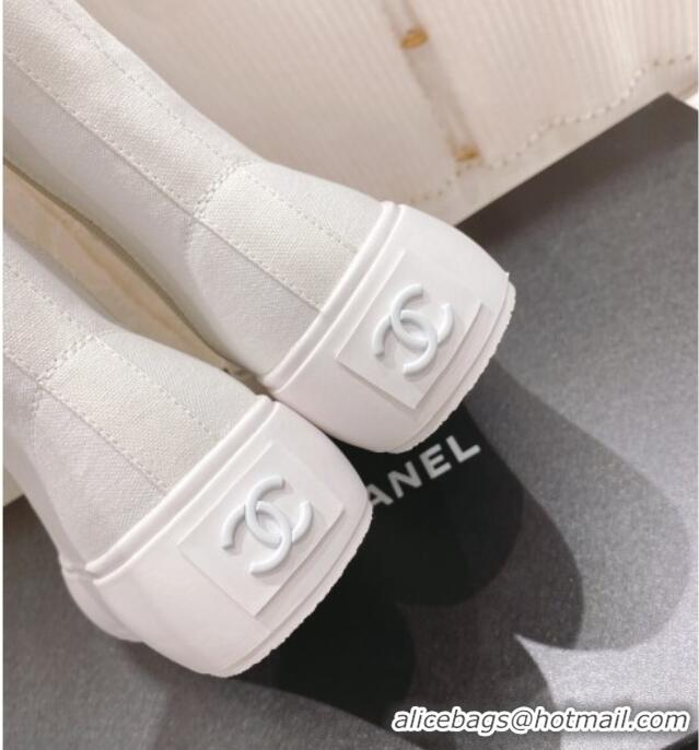 Good Quality Chanel Canvas Platform High Boots 5cm White 071846