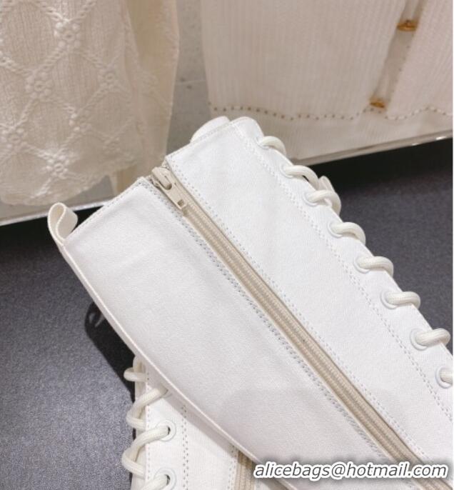 Good Quality Chanel Canvas Platform High Boots 5cm White 071846