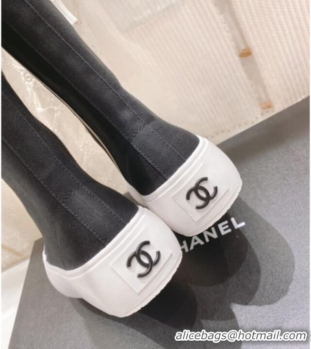 Top Grade Chanel Canvas Platform High Boots 5cm Black 071849