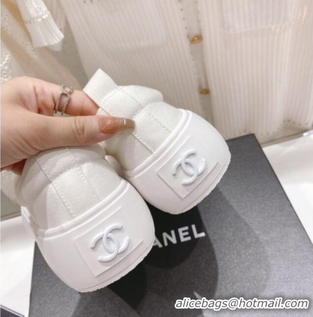 Best Grade Chanel Canvas Platform Sneakers 5cm White 071851