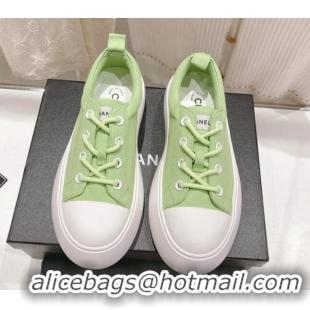 Grade Quality Chanel Canvas Platform Sneakers 5cm Green 071852