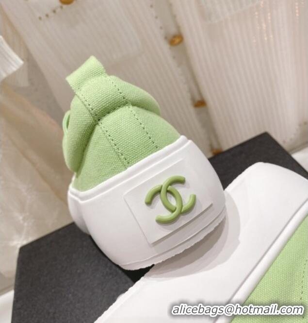 Grade Quality Chanel Canvas Platform Sneakers 5cm Green 071852