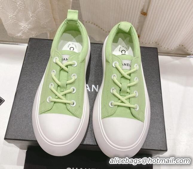 Grade Quality Chanel Canvas Platform Sneakers 5cm Green 071852