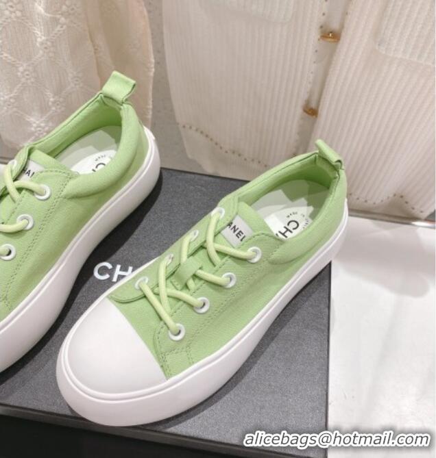 Grade Quality Chanel Canvas Platform Sneakers 5cm Green 071852