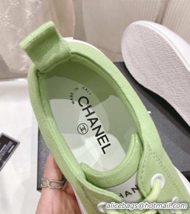 Grade Quality Chanel Canvas Platform Sneakers 5cm Green 071852