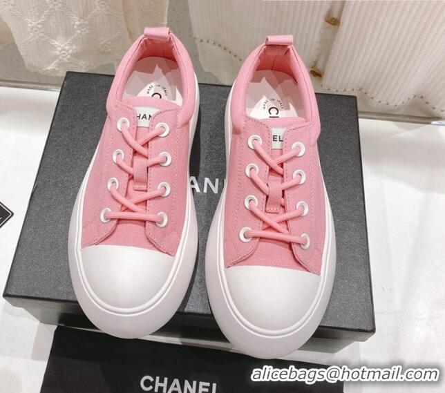 Best Product Chanel Canvas Platform Sneakers 5cm Pink 071854