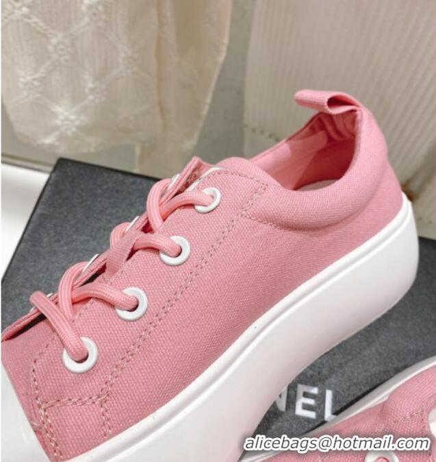 Best Product Chanel Canvas Platform Sneakers 5cm Pink 071854