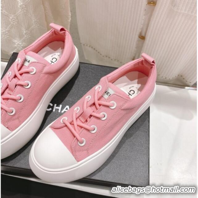 Best Product Chanel Canvas Platform Sneakers 5cm Pink 071854