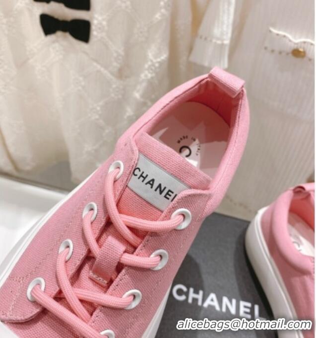 Best Product Chanel Canvas Platform Sneakers 5cm Pink 071854