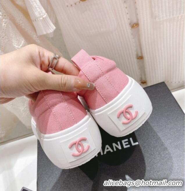 Best Product Chanel Canvas Platform Sneakers 5cm Pink 071854