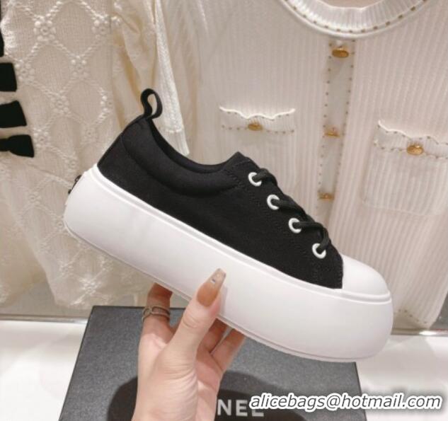 Lowest Price Chanel Canvas Platform Sneakers 5cm Black 071855