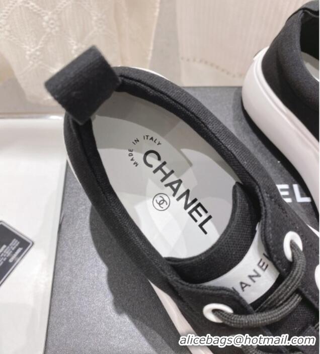 Lowest Price Chanel Canvas Platform Sneakers 5cm Black 071855