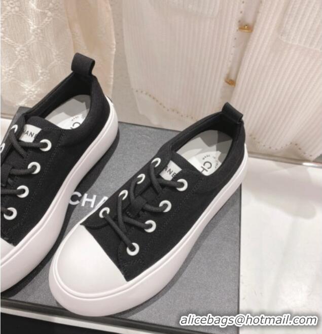 Lowest Price Chanel Canvas Platform Sneakers 5cm Black 071855