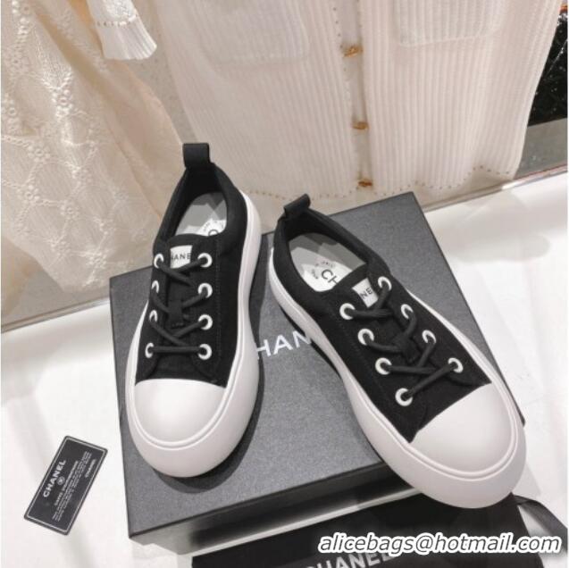 Lowest Price Chanel Canvas Platform Sneakers 5cm Black 071855