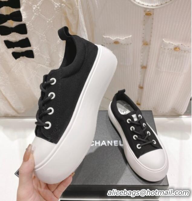 Lowest Price Chanel Canvas Platform Sneakers 5cm Black 071855