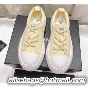 Sumptuous Chanel Canvas Platform Sneakers 5cm Yellow 071856