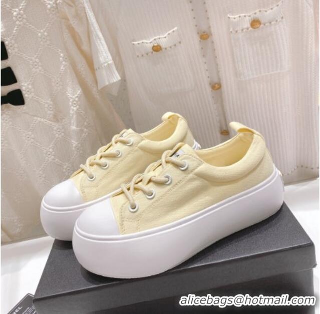 Sumptuous Chanel Canvas Platform Sneakers 5cm Yellow 071856