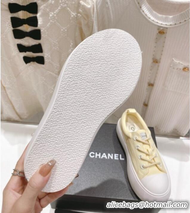 Sumptuous Chanel Canvas Platform Sneakers 5cm Yellow 071856