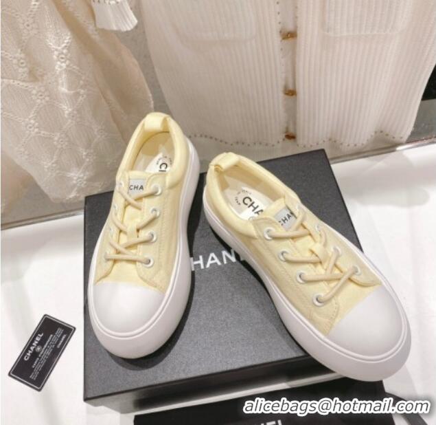 Sumptuous Chanel Canvas Platform Sneakers 5cm Yellow 071856