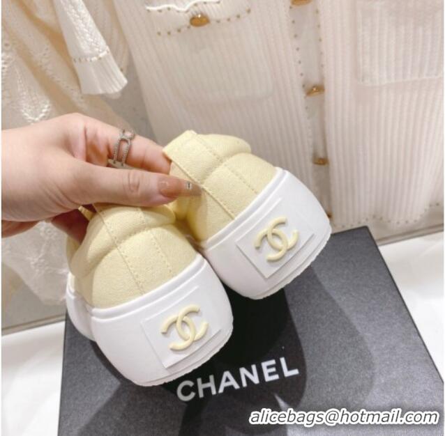 Sumptuous Chanel Canvas Platform Sneakers 5cm Yellow 071856