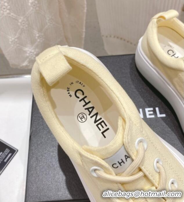 Sumptuous Chanel Canvas Platform Sneakers 5cm Yellow 071856