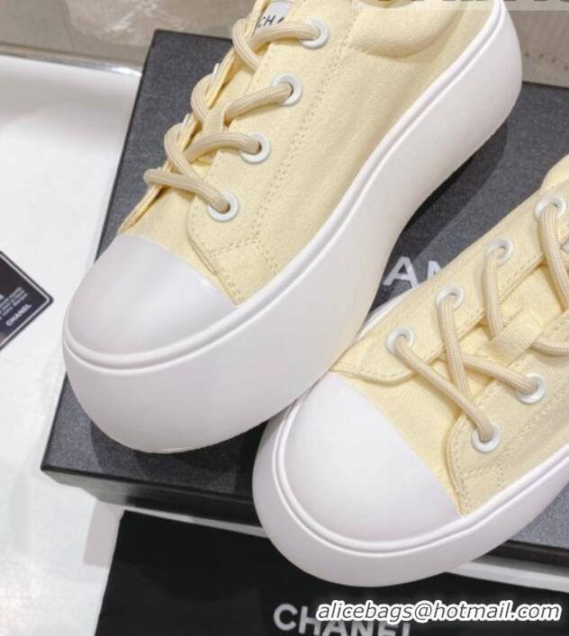 Sumptuous Chanel Canvas Platform Sneakers 5cm Yellow 071856