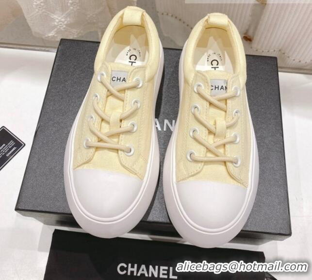 Sumptuous Chanel Canvas Platform Sneakers 5cm Yellow 071856