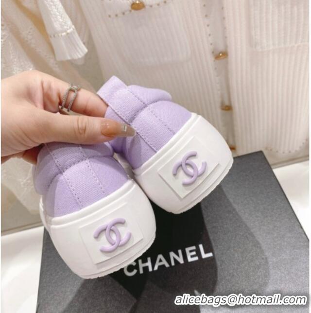 Good Looking Chanel Canvas Platform Sneakers 5cm Purple 071857