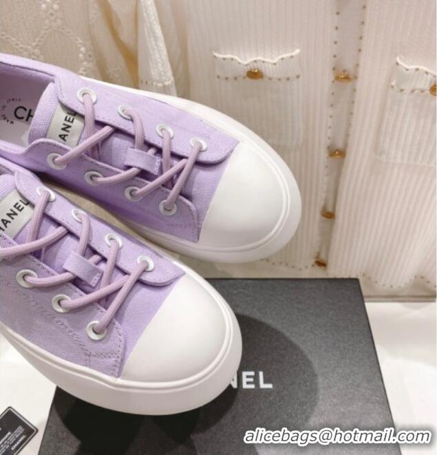 Good Looking Chanel Canvas Platform Sneakers 5cm Purple 071857